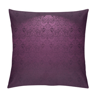 Personality  Royal, Vintage, Gothic Horizontal Background In Purple, Magenta With A Classic Baroque Pattern, Rococo.With Dimming At The Edges. Vector Illustration EPS 10 Pillow Covers