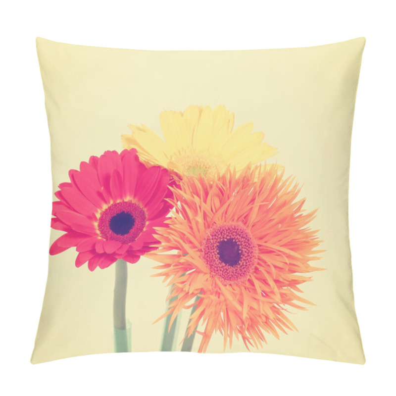 Personality  Gerbera daisies on beige background pillow covers