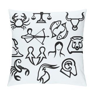 Personality  Zodiac Signs. Vector Pillow Covers