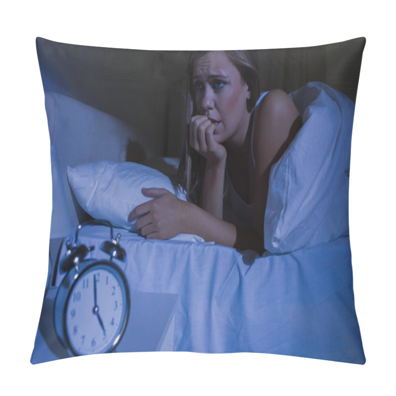 Personality  Unquiet Blond Woman In The Bed At Night Pillow Covers