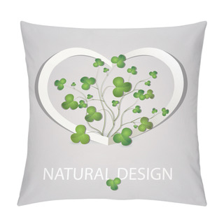 Personality  Heart With Clover Leaves. Vector Illustration. Pillow Covers
