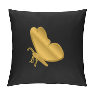 Personality  Black Butterfly Shape From Side View Gold Plated Metalic Icon Or Logo Vector Pillow Covers