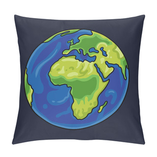 Personality  Doodle Earth Globe, Hand Drawn Vector Illustration Pillow Covers