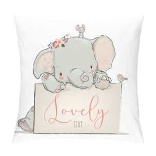 Personality  Little Lovely Elephant With Mouse And Bird Pillow Covers