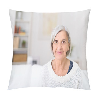 Personality  Gray Haired Senior Woman Smiling At The Camera Pillow Covers