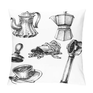 Personality Coffee And Coffee Making Set, Retro Style Pillow Covers