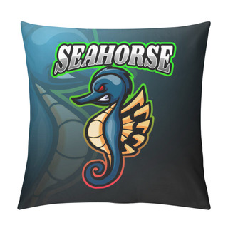 Personality  Seahorse Esport Logo Mascot Design Pillow Covers