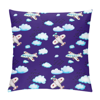 Personality  Seamless Pattern With Cartoon Planes. Pillow Covers