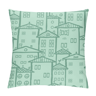 Personality  Doodle Town Houses Seamless Pattern Background Pillow Covers