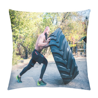 Personality  Man Lifting A Heavy Tire  Pillow Covers