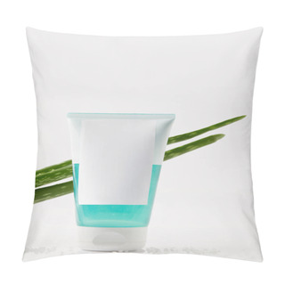 Personality  Closeup Shot Of Aloe Vera Leaves And Cream Tube On Surface With Salt  Pillow Covers