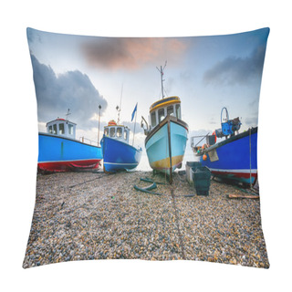 Personality  Fishing Boats At Beer In Devon Pillow Covers