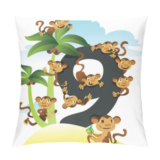 Personality  Collection Number For Kids: Wild Animals - Number 9, Monkeys Pillow Covers