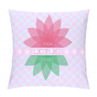 Personality  Lotus Yoga Studio With Sample Logo. Flower And Reflection As Symbol On Background Fish Skin. Vector Illustration For Hotel Logo, Spa, Wellness, Training Courses, Web Design. Pillow Covers