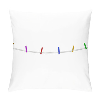 Personality  Coloured Clothespins On White Rope Pillow Covers