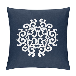 Personality  White Ornament Blue Background In East Style. Pillow Covers