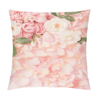 Personality  Rose Flowers And Petals Background Pillow Covers