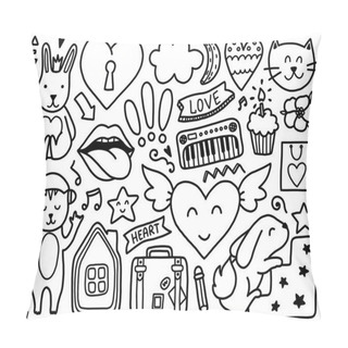Personality  Doodles Cute Elements. Pillow Covers