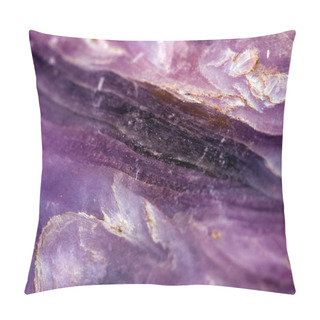 Personality  Charoite Silicate Minera, Fantastic Abstract Background. Macro Pillow Covers
