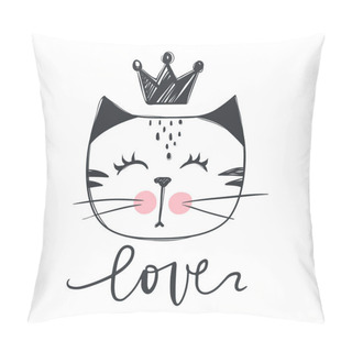 Personality  Vector Card With Cute Fashion Cat. Pillow Covers