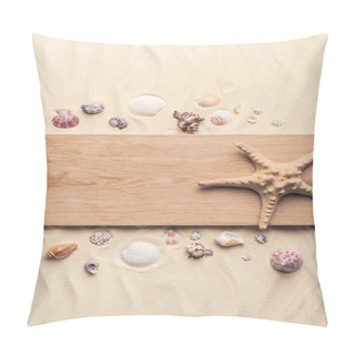 Personality  Starfish On Wooden Pier On Sandy Beach With Seashells  Pillow Covers