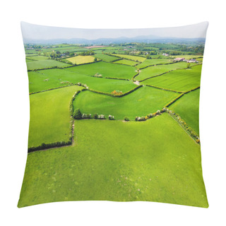 Personality  Aerial View Of Endless Lush Pastures And Farmlands Of Ireland Pillow Covers