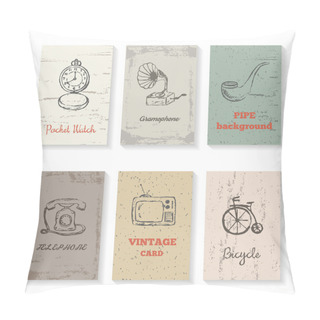 Personality  Set Of Six Vintage Cards Pillow Covers