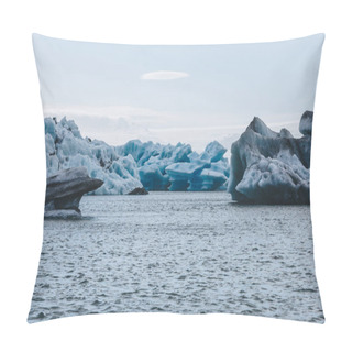 Personality  Blue Ice Pieces Floating In Lake In Jokulsarlon, Iceland Under Blue Sky Pillow Covers