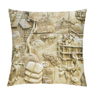 Personality  Native Culture Thai Stucco On The Stone Wall, Thailand Pillow Covers
