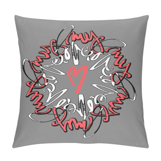 Personality  Love Concept Mandala Style Calligraphic Lettering  Pillow Covers