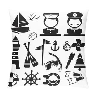 Personality  Nautical Icons Set Vector Pillow Covers