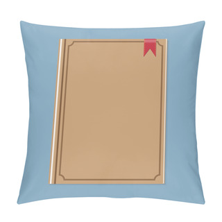 Personality  Closed Brown Book With Red Ribbon Bookmark Vector Illustration Pillow Covers