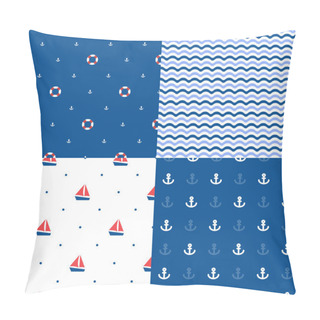 Personality  Set Of Seamless Sea Patterns Pillow Covers