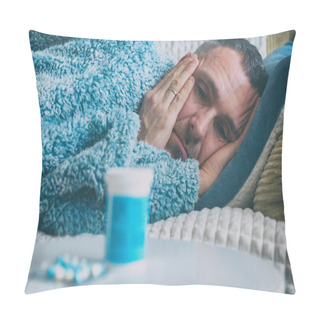 Personality  Mature Man Suffering From Depression Pillow Covers