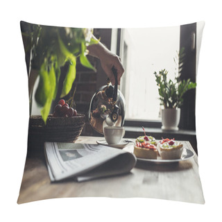 Personality  Breakfast On Kitchen Table Pillow Covers