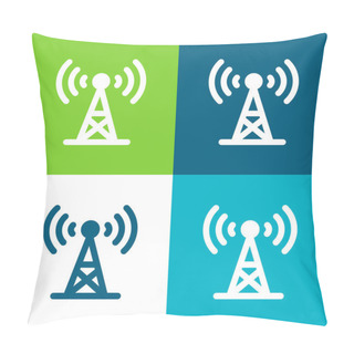 Personality  Antenna Flat Four Color Minimal Icon Set Pillow Covers