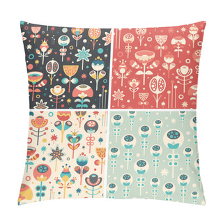 Personality  Set Of Seamless Patterns With Colorful Christmas Flowers. Pillow Covers