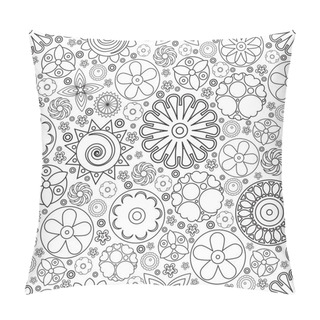 Personality  Seamless Monochrome Floral Pattern.  Pillow Covers