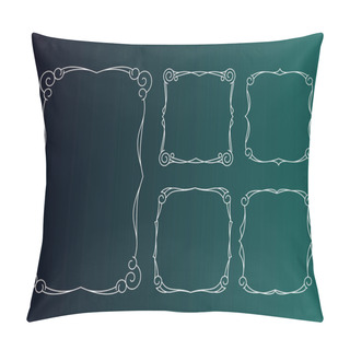 Personality  Elegant Collection Of Retro Calligraphic Frames With Ornamental Borders And Floral Motifs. Pillow Covers