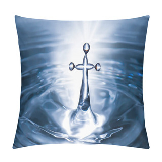 Personality  Christian Holy Water With Crucifix Cross Background. Purity Water For Ritual. Pillow Covers