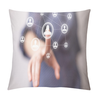 Personality  Hand Pressing Social Media Icon Pillow Covers