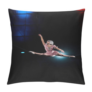Personality  Artistic Aerial Acrobat Doing Splits While Performing In Circus  Pillow Covers