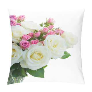 Personality  Pink And White Blooming Roses Pillow Covers