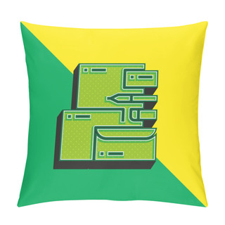 Personality  Brand Identity Green And Yellow Modern 3d Vector Icon Logo Pillow Covers