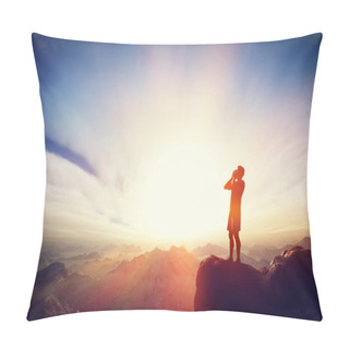 Personality  Man Screaming On The Top Of The Mountain. Pillow Covers