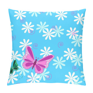 Personality  Pink Butterfly And Flowers Seamless Pattern Pillow Covers