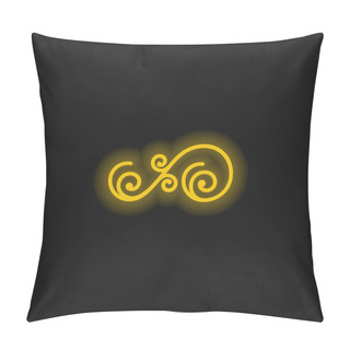 Personality  Asymmetrical Floral Design Of Spirals Yellow Glowing Neon Icon Pillow Covers