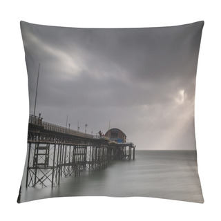 Personality  Long Exposure Landscape Of Victorian Pier  Witn Moody Sky Pillow Covers