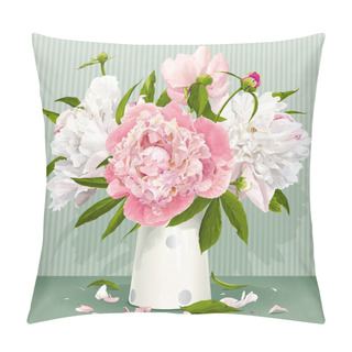 Personality  Pink And White Peony Bouquet Pillow Covers