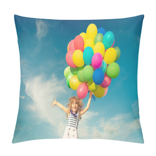 Personality  Child With Toy Balloons In Spring Field Pillow Covers